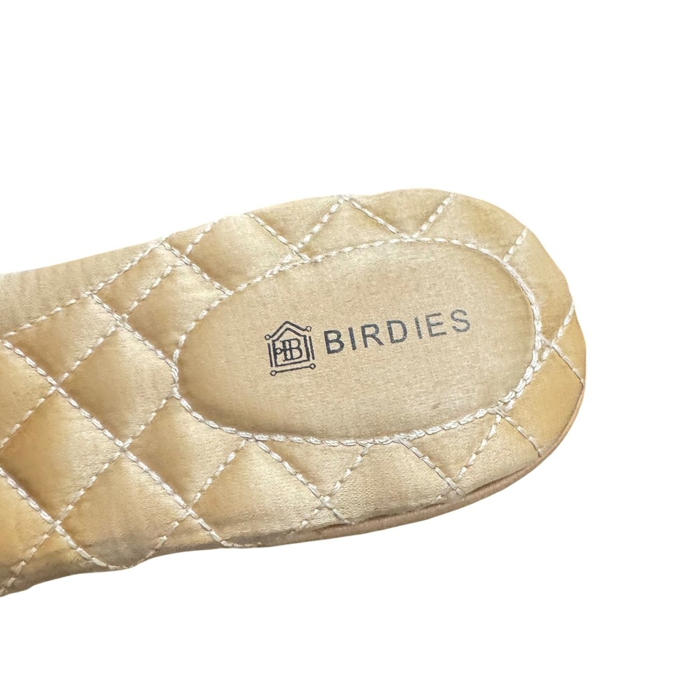 Birdies The Songbird Pom Pom‎ Satin Mules Womens 7.5 Gold Pointed Toe Slipper - Picture 11 of 13